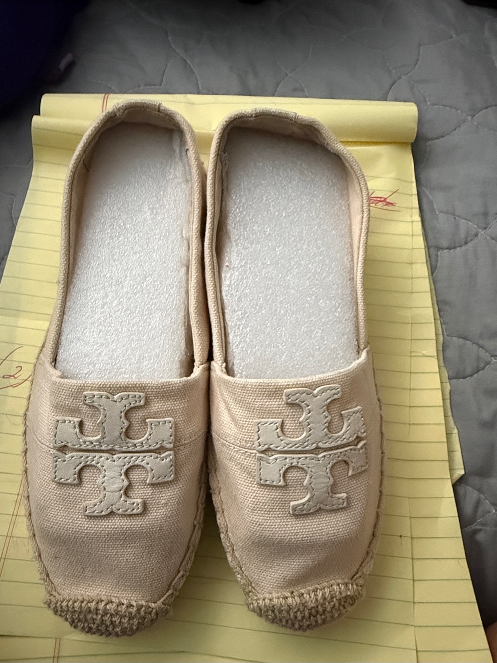 Tory Burch Beige Canvas Espadrille Slip-Ons